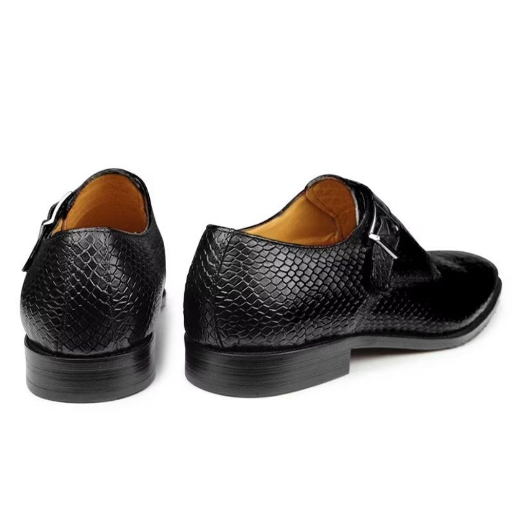 Chaussures Formelles Pour Hommes Élégantes Mariage Cuir Brogue À Boucle Personnalisée - Noir