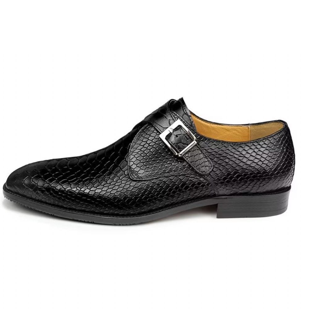 Chaussures Formelles Pour Hommes Élégantes Mariage Cuir Brogue À Boucle Personnalisée - Noir