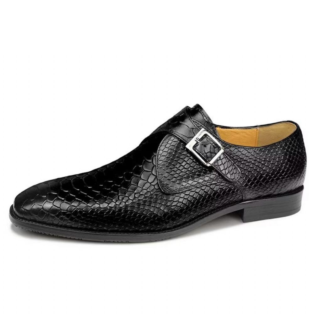 Chaussures Formelles Pour Hommes Élégantes Mariage Cuir Brogue À Boucle Personnalisée - Noir