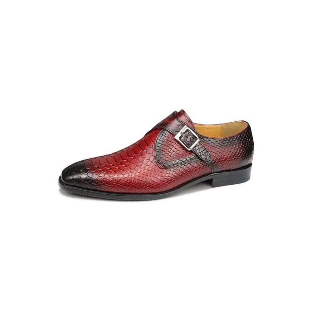 Chaussures Formelles Pour Hommes Élégantes Mariage Cuir Brogue À Boucle Personnalisée - Rouge