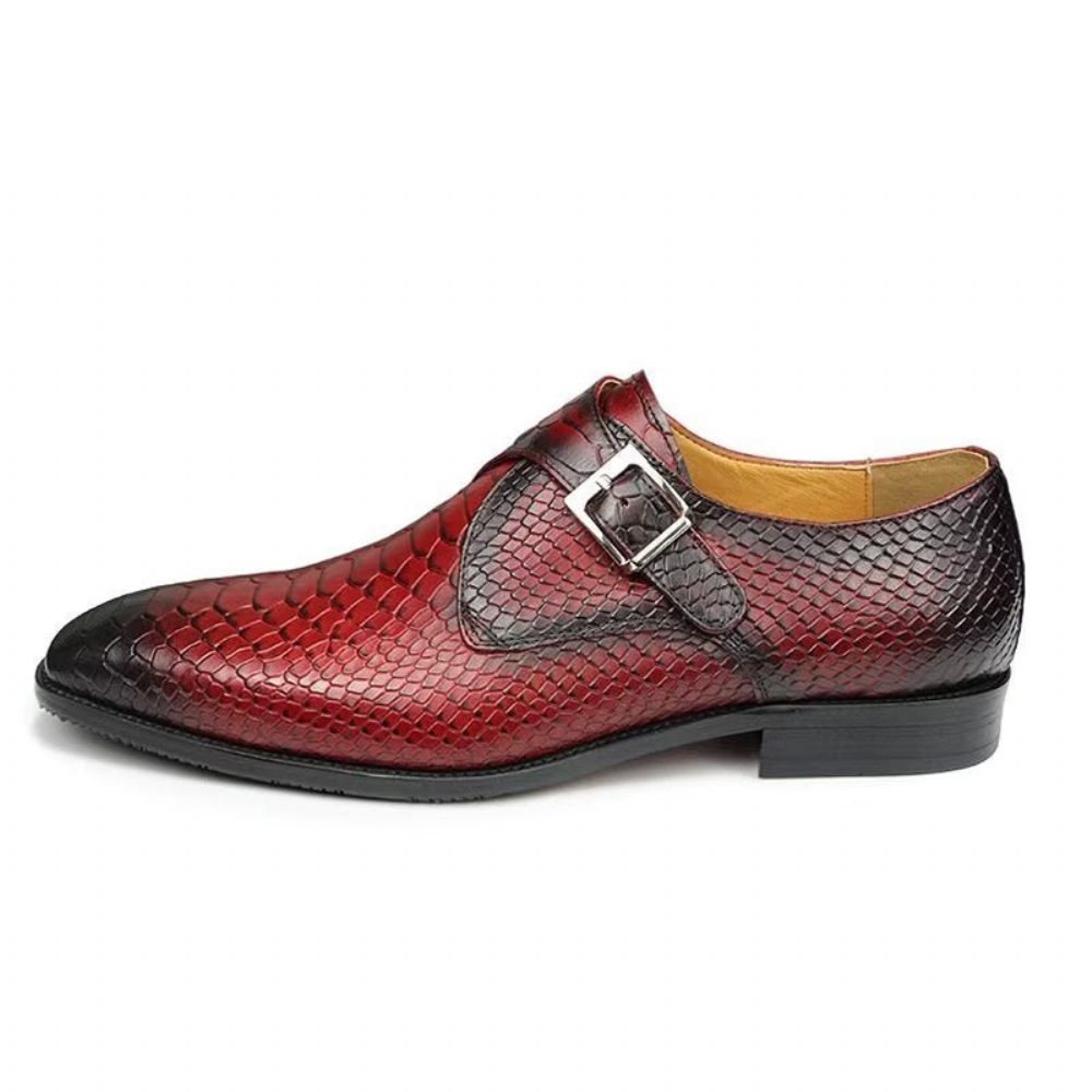 Chaussures Formelles Pour Hommes Élégantes Mariage Cuir Brogue À Boucle Personnalisée - Rouge