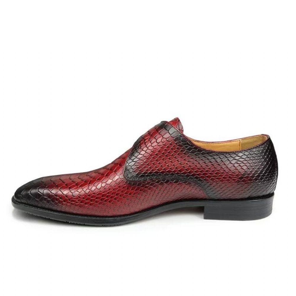 Chaussures Formelles Pour Hommes Élégantes Mariage Cuir Brogue À Boucle Personnalisée - Rouge