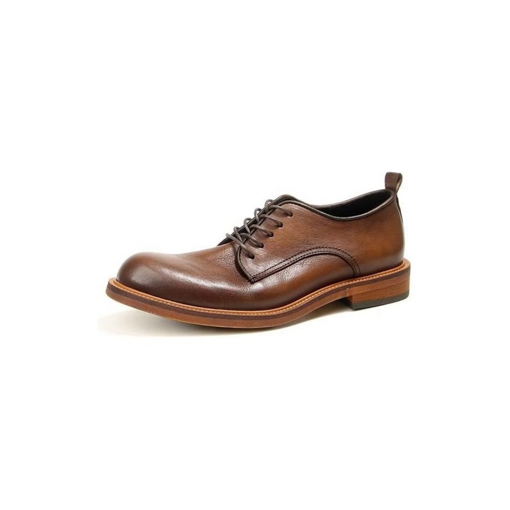 Chaussures Formelles Pour Hommes Élégantes Oxford Cuir Brogue Rétro - Marron