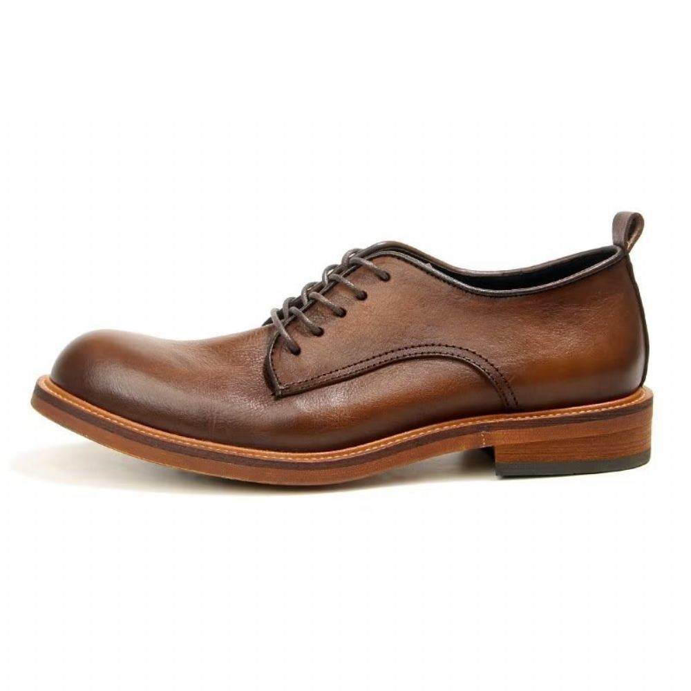 Chaussures Formelles Pour Hommes Élégantes Oxford Cuir Brogue Rétro - Marron