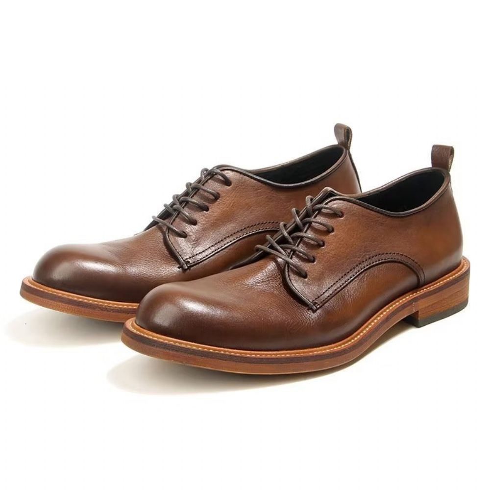 Chaussures Formelles Pour Hommes Élégantes Oxford Cuir Brogue Rétro - Marron