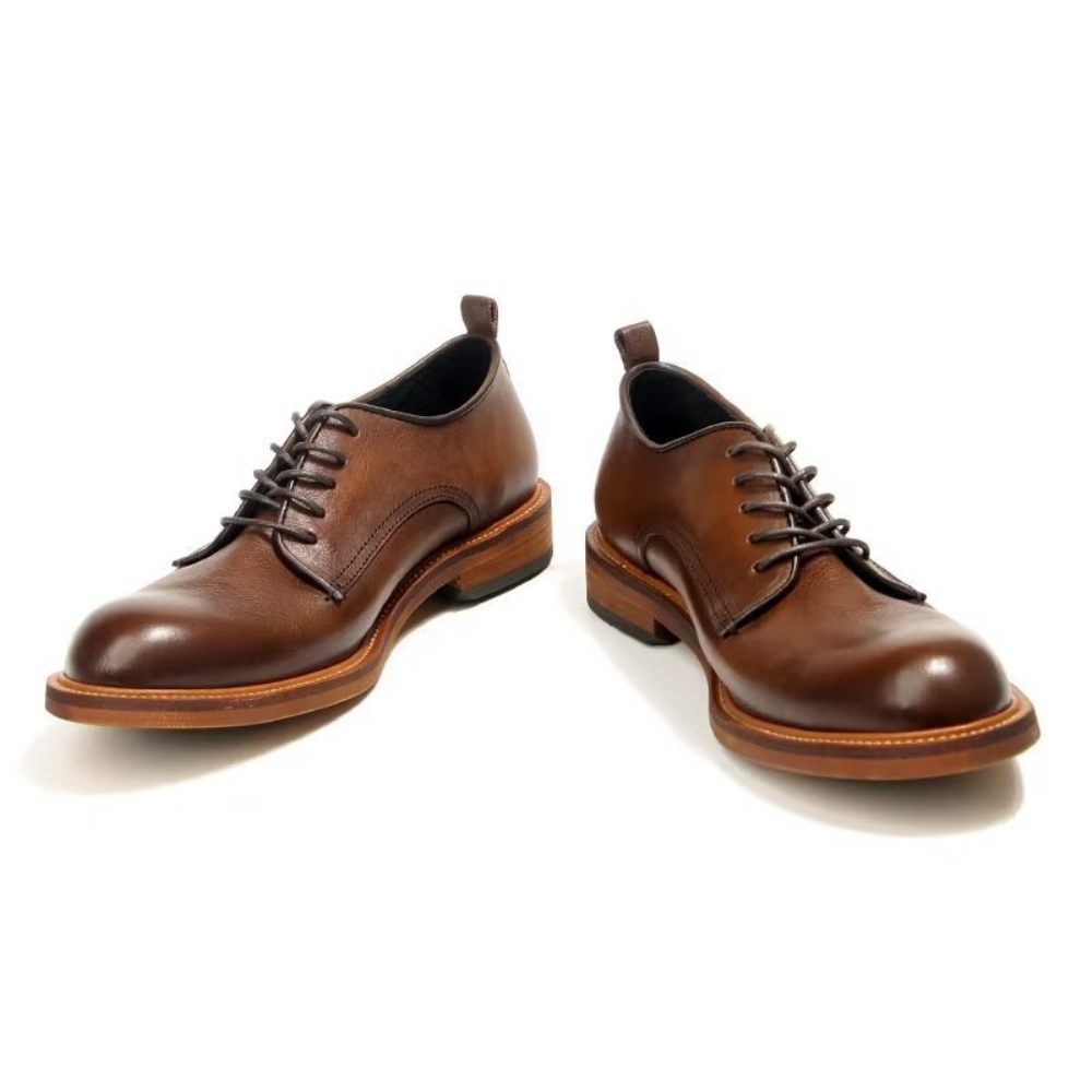 Chaussures Formelles Pour Hommes Élégantes Oxford Cuir Brogue Rétro - Marron