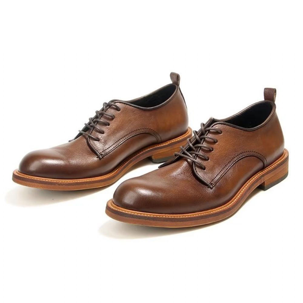 Chaussures Formelles Pour Hommes Élégantes Oxford Cuir Brogue Rétro - Marron