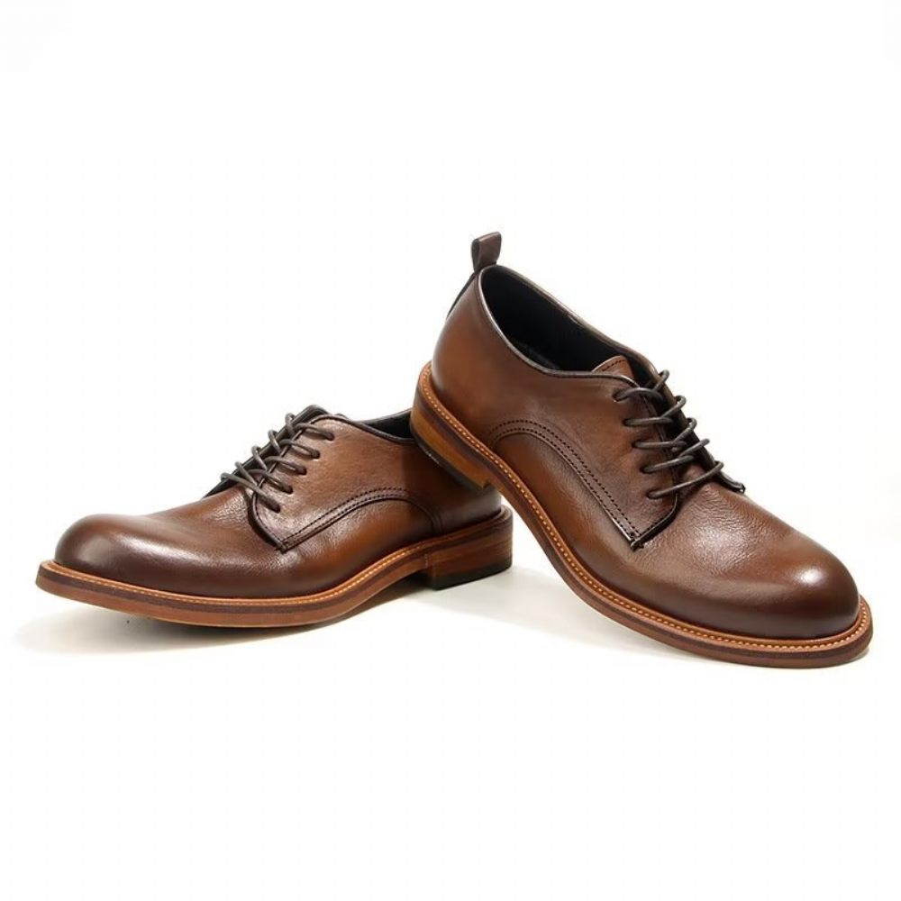 Chaussures Formelles Pour Hommes Élégantes Oxford Cuir Brogue Rétro - Marron