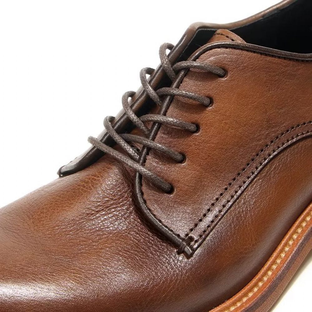 Chaussures Formelles Pour Hommes Élégantes Oxford Cuir Brogue Rétro - Marron