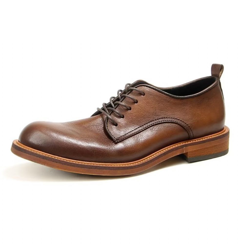 Chaussures Formelles Pour Hommes Élégantes Oxford Cuir Brogue Rétro - Marron