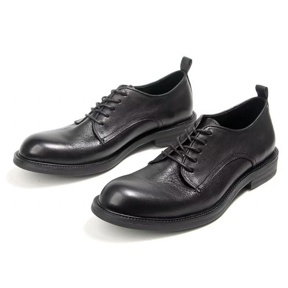 Chaussures Formelles Pour Hommes Élégantes Oxford Cuir Brogue Rétro - Noir