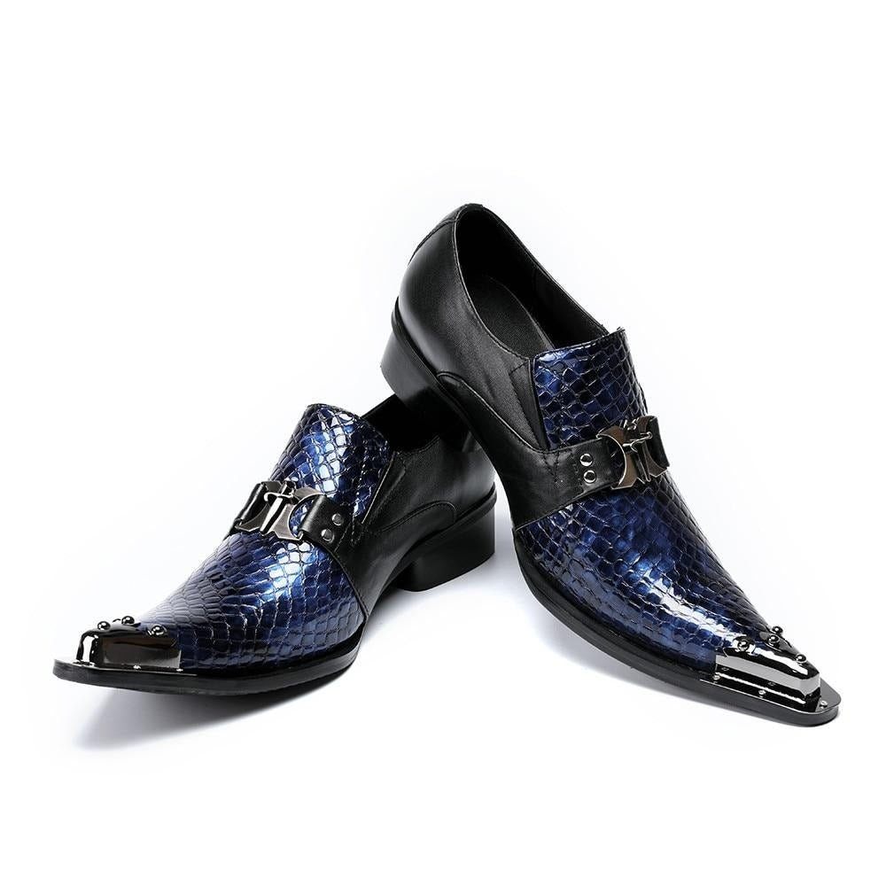 Chaussures Formelles Pour Hommes Eleganza Bout Pointu Oxfords - Bleu