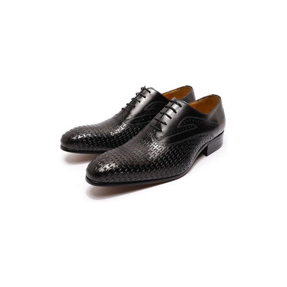 Chaussures Formelles Pour Hommes Eleganza Exotic Lace-up Bout Pointu Oxford - Noir