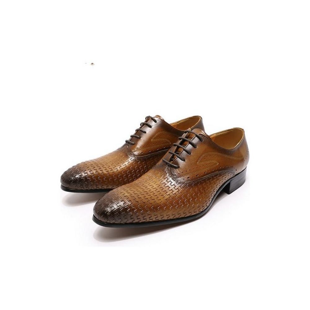 Chaussures Formelles Pour Hommes Eleganza Exotic Lace-up Bout Pointu Oxford - Café