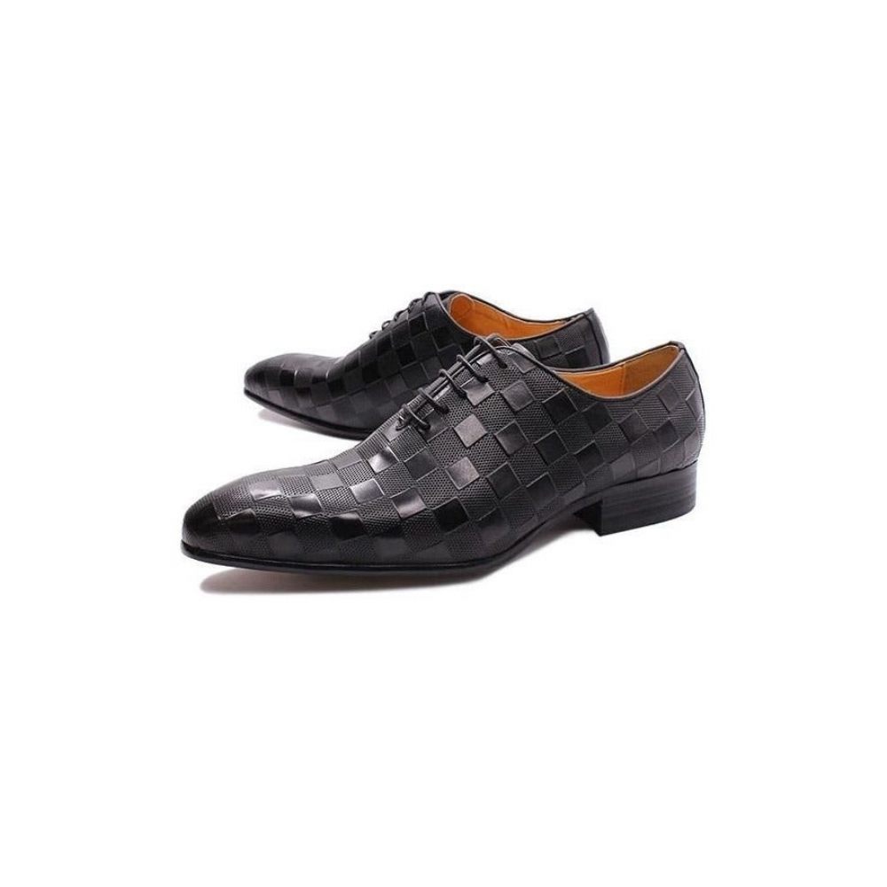 Chaussures Formelles Pour Hommes Eleganza Plaid Habillées Oxford À Lacets