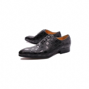 Chaussures Formelles Pour Hommes Eleganza Plaid Habillées Oxford À Lacets