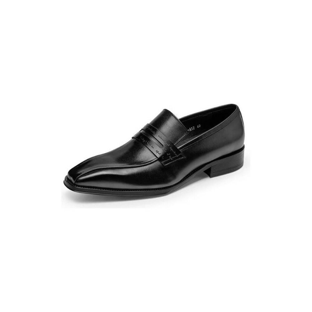 Chaussures Formelles Pour Hommes À Enfiler Cuir Vache Luxe - Noir