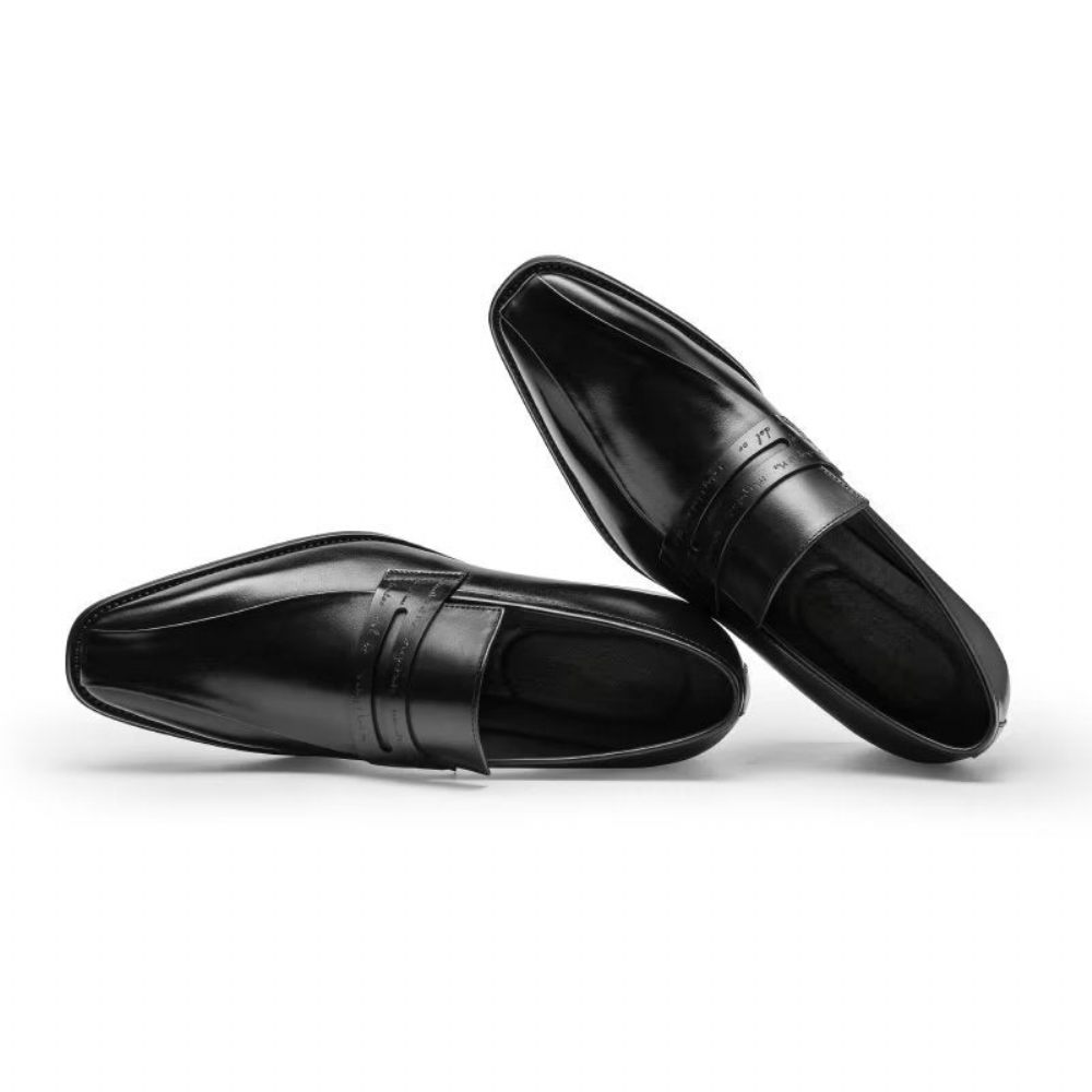 Chaussures Formelles Pour Hommes À Enfiler Cuir Vache Luxe - Noir