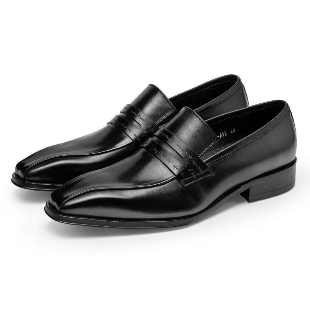 Chaussures Formelles Pour Hommes À Enfiler Cuir Vache Luxe - Noir