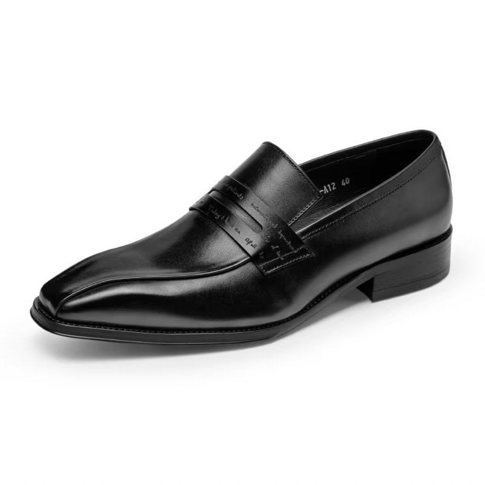 Chaussures Formelles Pour Hommes À Enfiler Cuir Vache Luxe - Noir