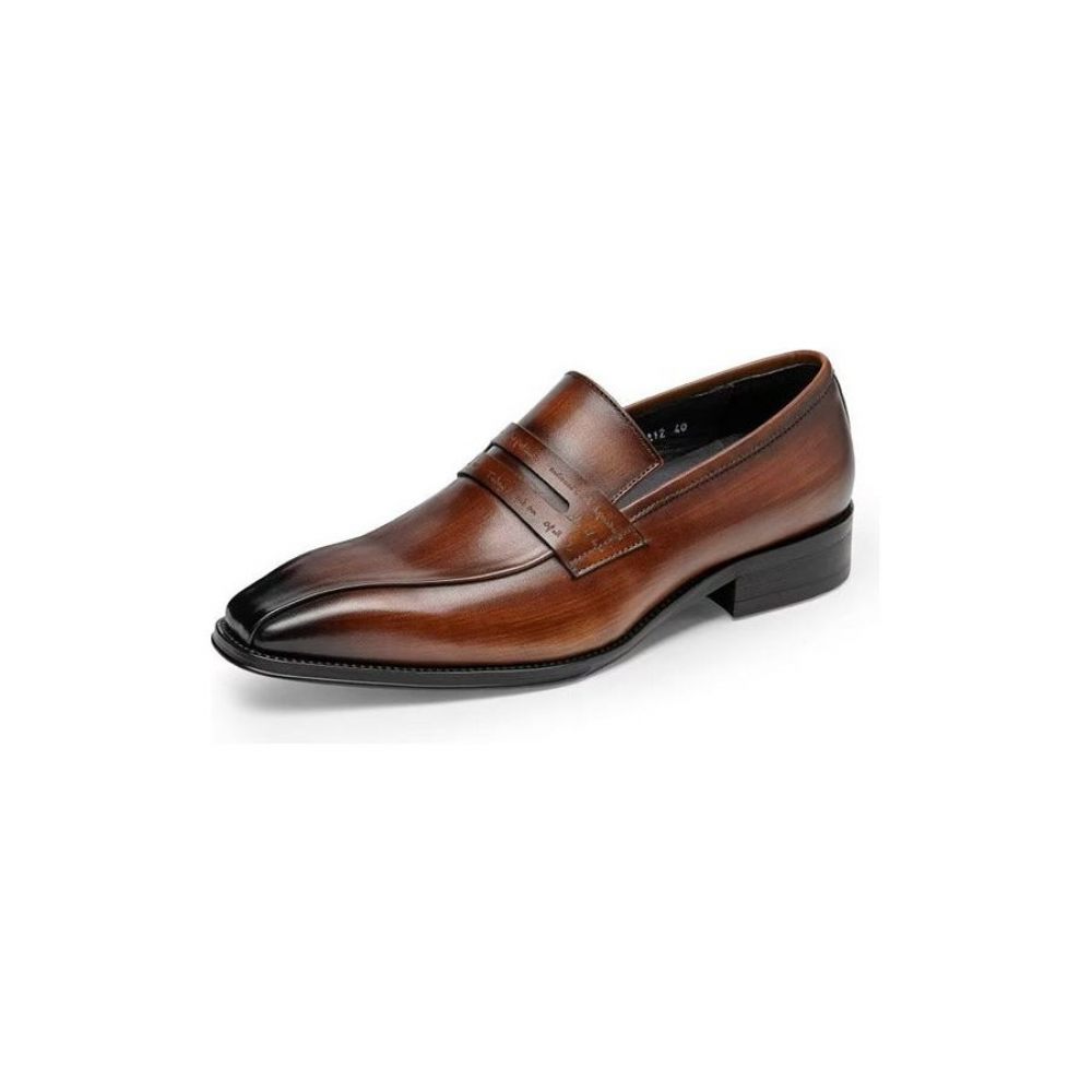 Chaussures Formelles Pour Hommes À Enfiler Cuir Vache Luxe - Café