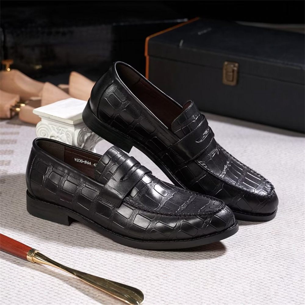 Chaussures Formelles Pour Hommes À Enfiler Professionnelles Luxe - Noir