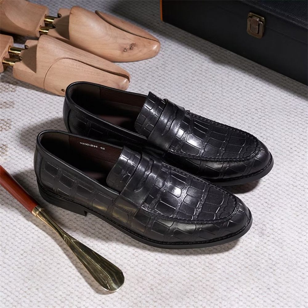 Chaussures Formelles Pour Hommes À Enfiler Professionnelles Luxe - Noir