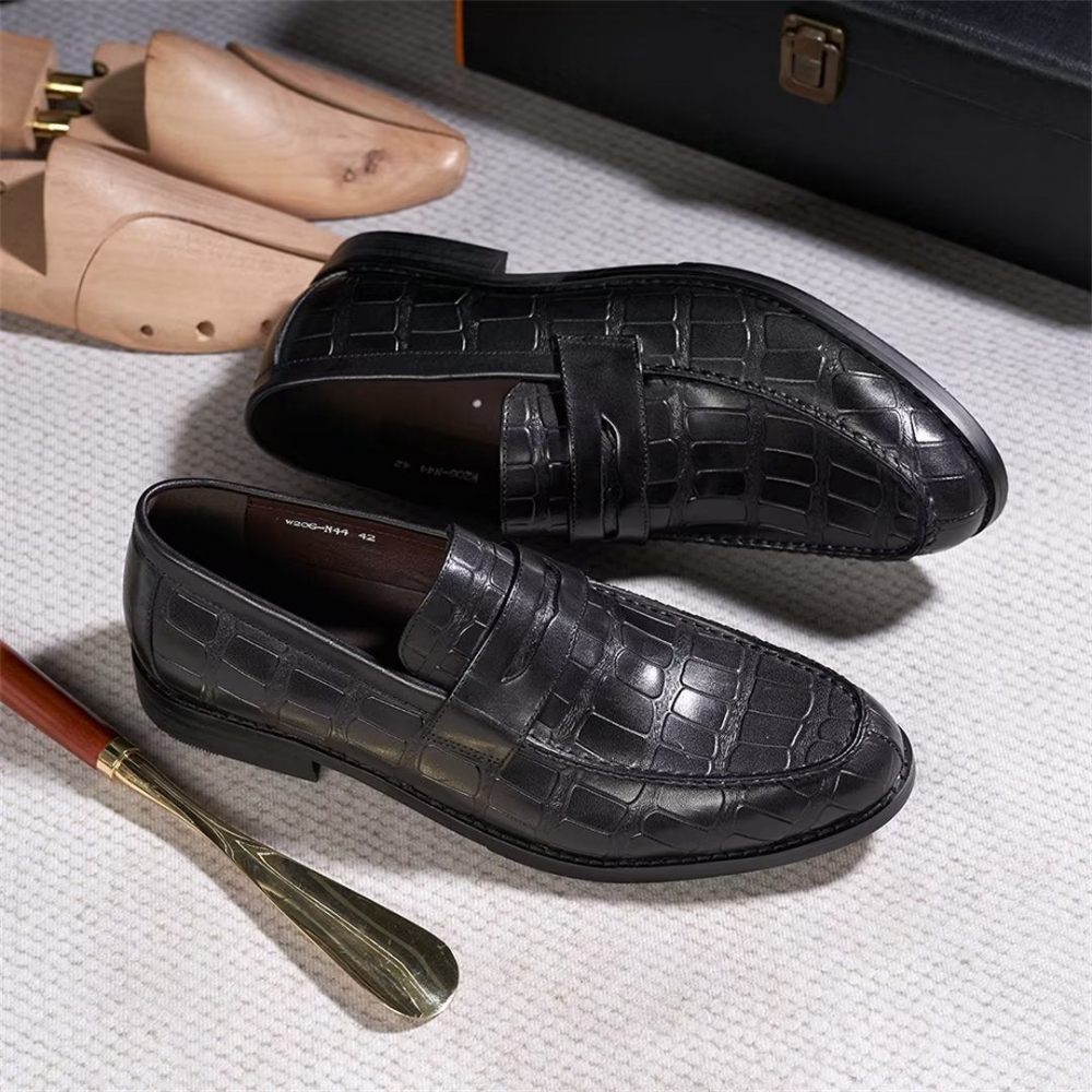 Chaussures Formelles Pour Hommes À Enfiler Professionnelles Luxe - Noir