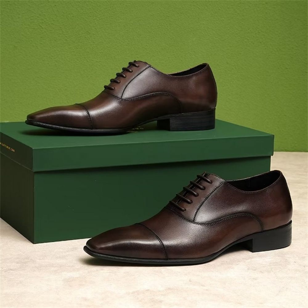 Chaussures Formelles Pour Hommes D'entreprise Élégantes Cuir Britannique Sculpté - Café