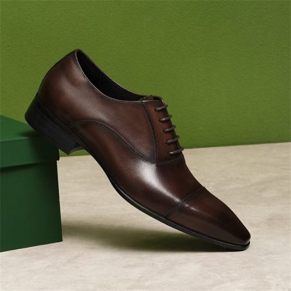 Chaussures Formelles Pour Hommes D'entreprise Élégantes Cuir Britannique Sculpté - Café