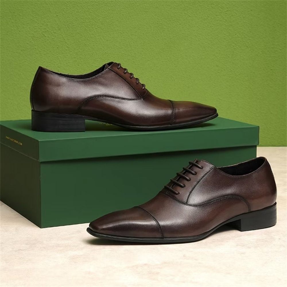 Chaussures Formelles Pour Hommes D'entreprise Élégantes Cuir Britannique Sculpté - Café