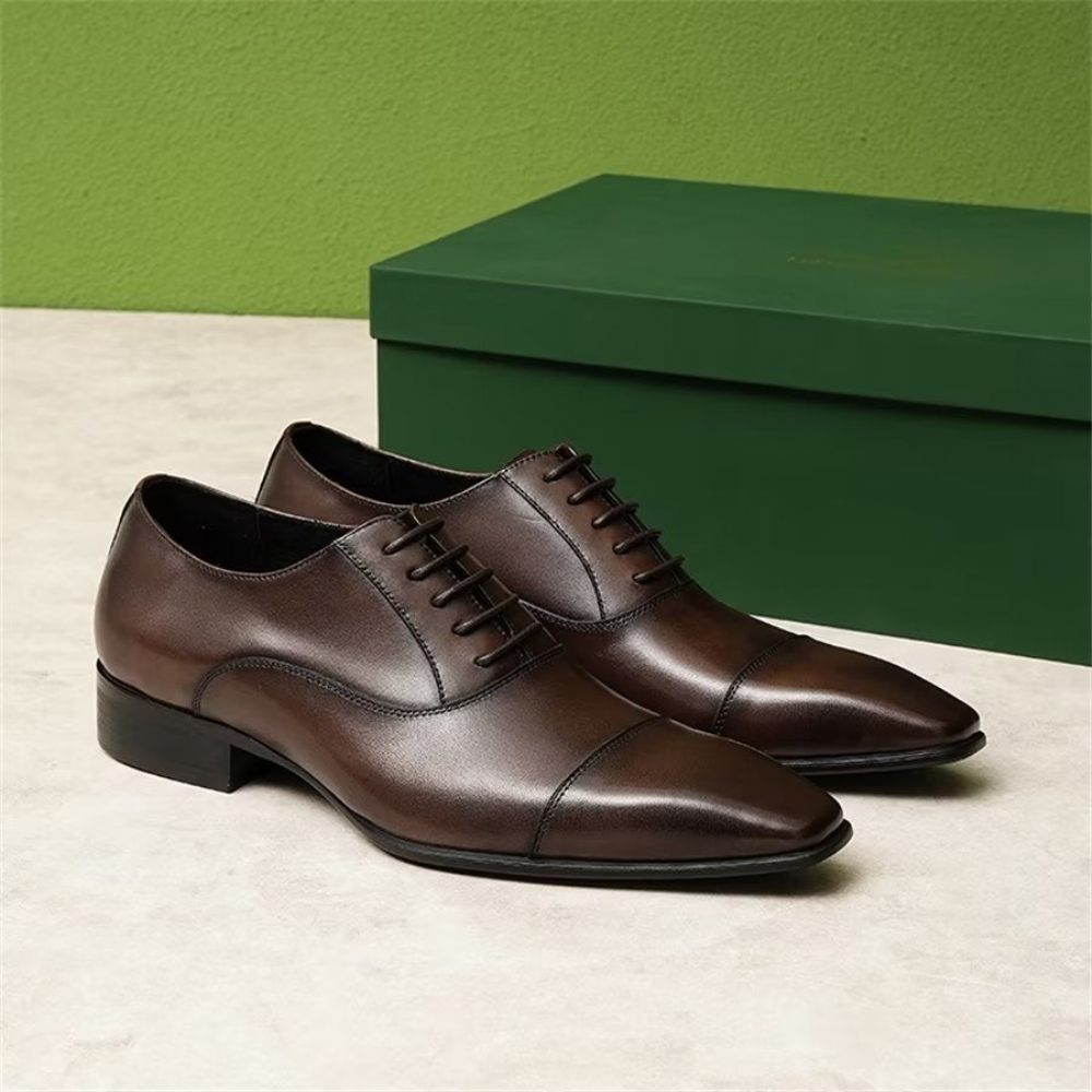 Chaussures Formelles Pour Hommes D'entreprise Élégantes Cuir Britannique Sculpté - Café