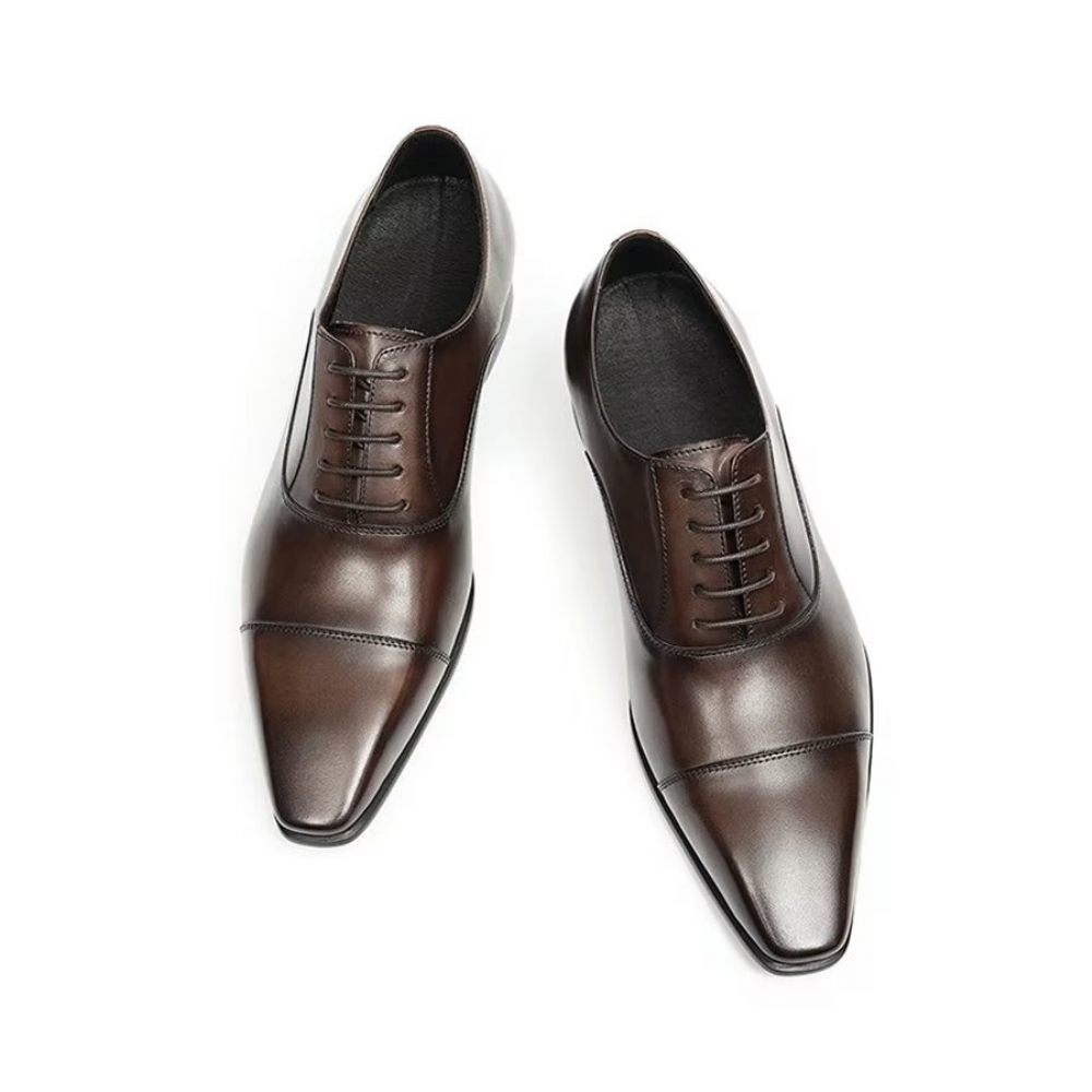 Chaussures Formelles Pour Hommes D'entreprise Élégantes Cuir Britannique Sculpté - Café