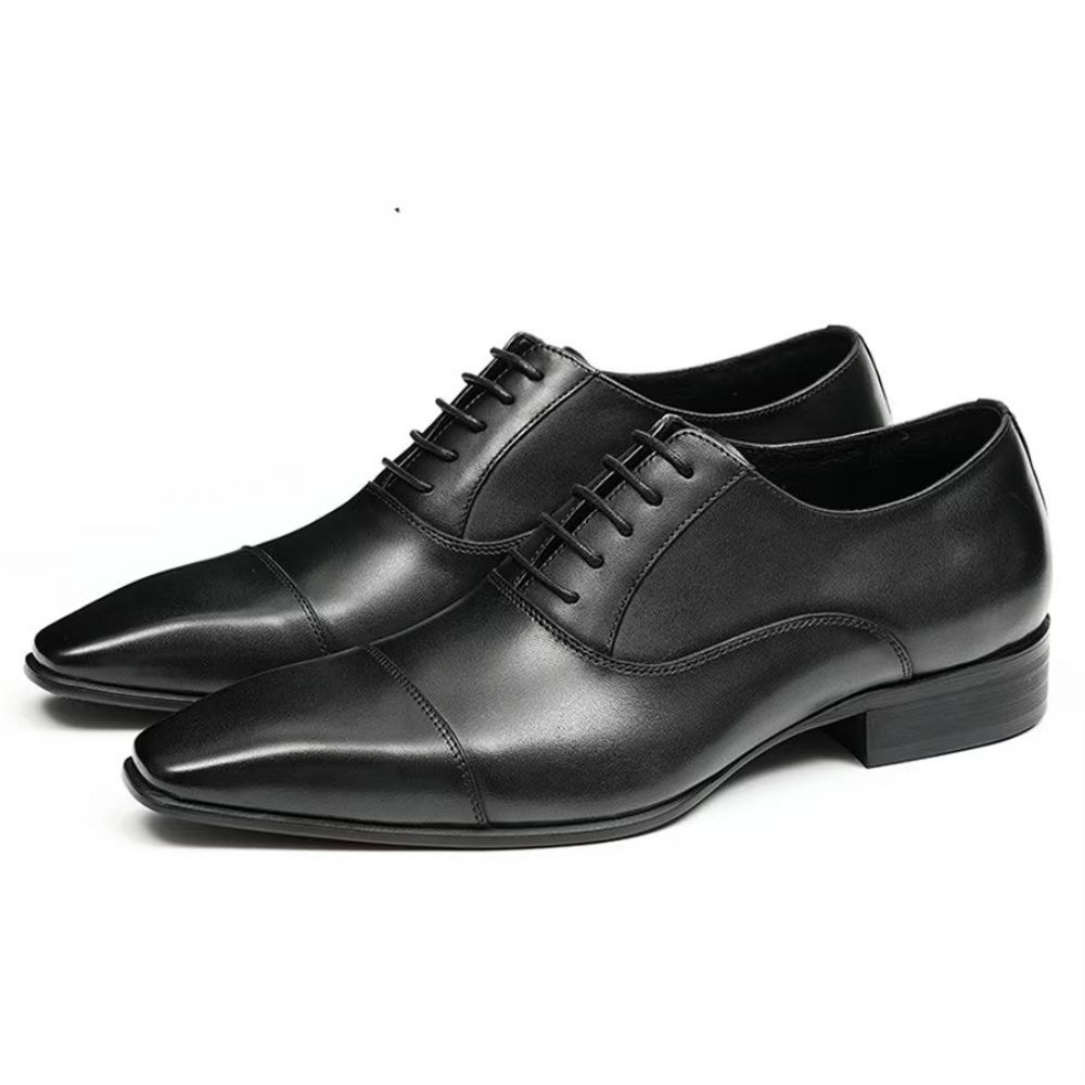 Chaussures Formelles Pour Hommes D'entreprise Élégantes Cuir Britannique Sculpté - Noir