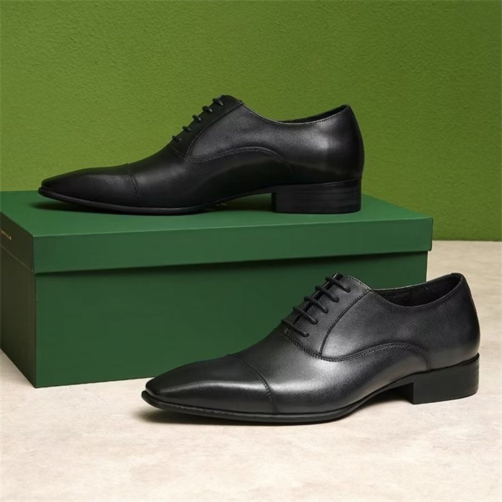 Chaussures Formelles Pour Hommes D'entreprise Élégantes Cuir Britannique Sculpté - Noir