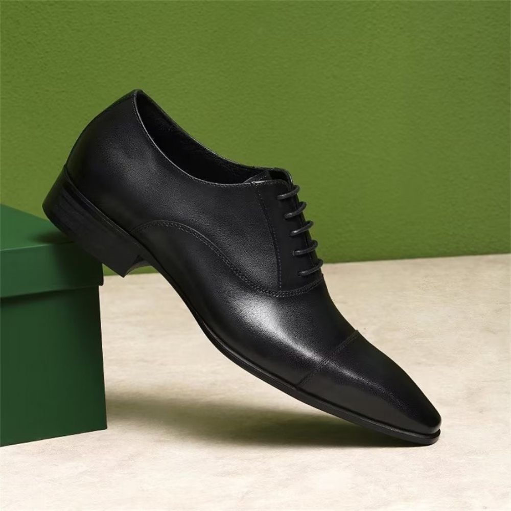 Chaussures Formelles Pour Hommes D'entreprise Élégantes Cuir Britannique Sculpté - Noir