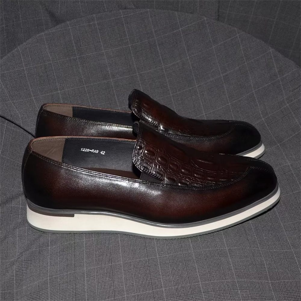 Chaussures Formelles Pour Hommes Essentiels Robe Cuir Élégants À Enfiler - Café