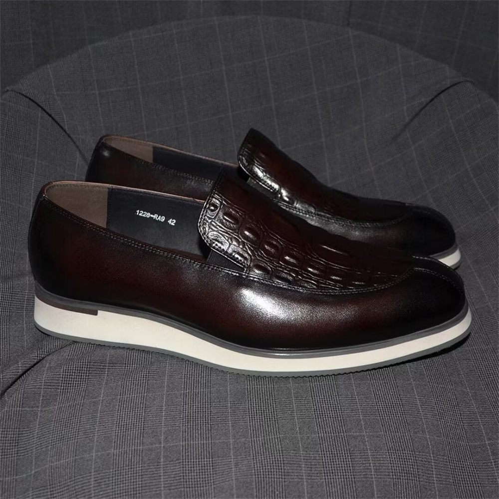 Chaussures Formelles Pour Hommes Essentiels Robe Cuir Élégants À Enfiler - Café