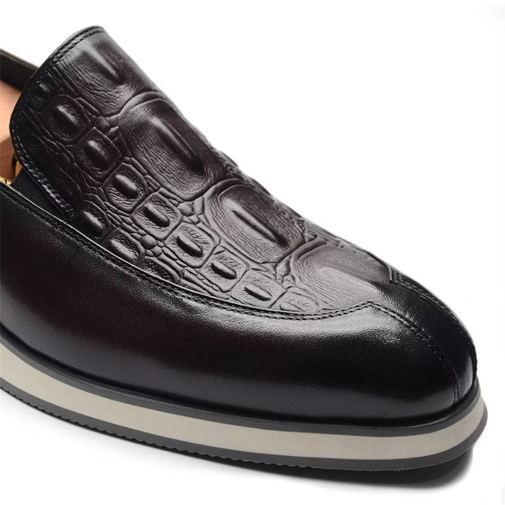 Chaussures Formelles Pour Hommes Essentiels Robe Cuir Élégants À Enfiler - Café