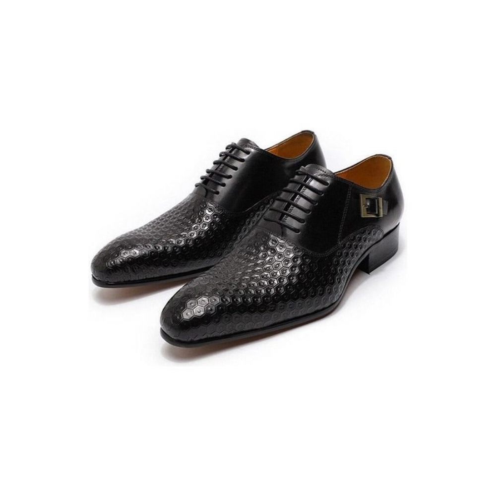 Chaussures Formelles Pour Hommes Geoluxe Chic À Lacets Et Bout Pointu Oxford - Noir