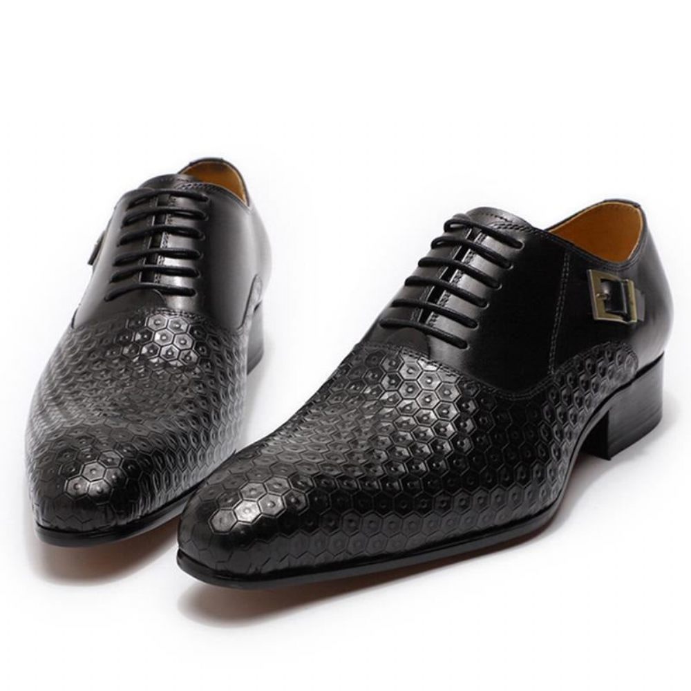 Chaussures Formelles Pour Hommes Geoluxe Chic À Lacets Et Bout Pointu Oxford - Noir