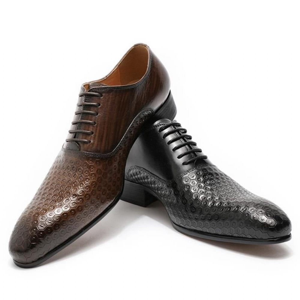 Chaussures Formelles Pour Hommes Geoluxe Chic À Lacets Et Bout Pointu Oxford - Noir