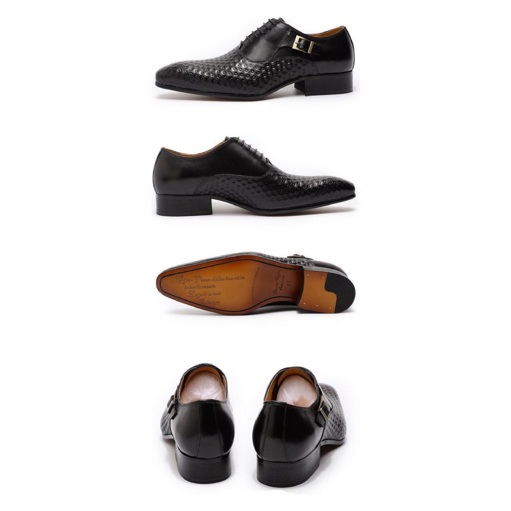 Chaussures Formelles Pour Hommes Geoluxe Chic À Lacets Et Bout Pointu Oxford - Noir