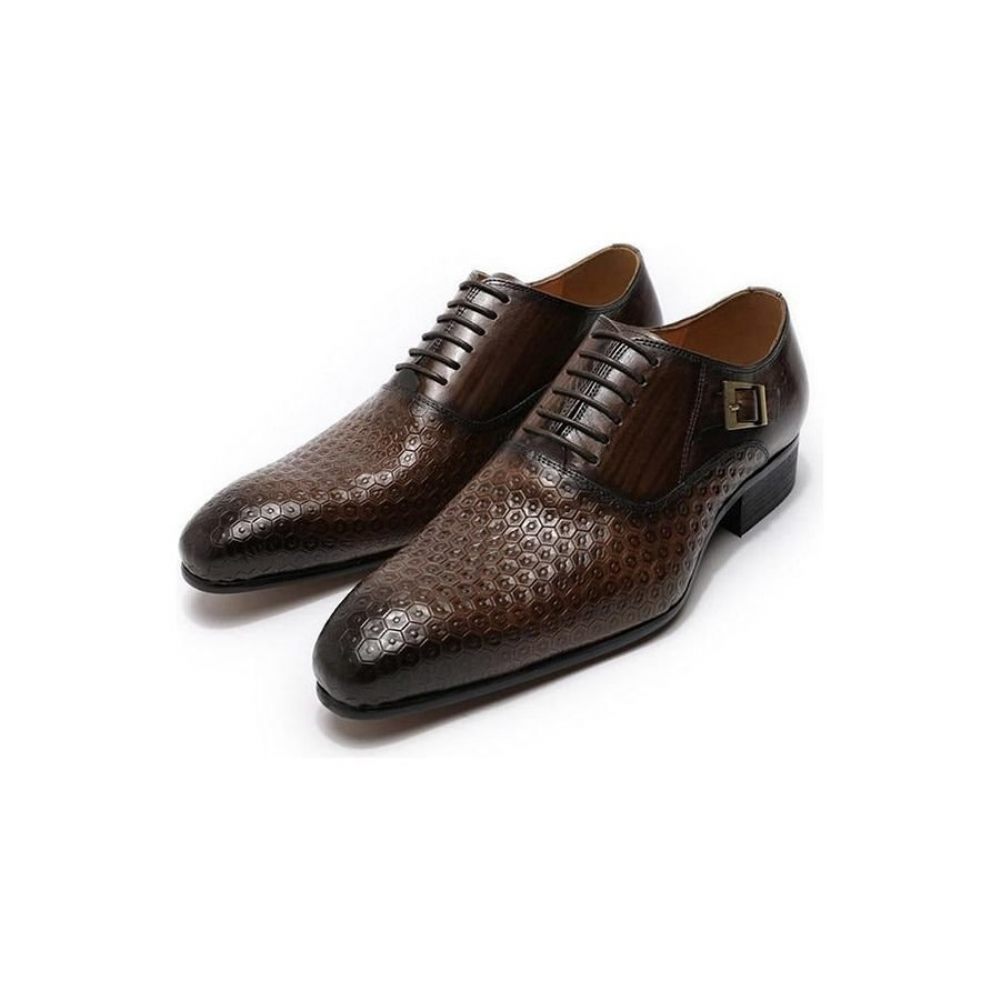 Chaussures Formelles Pour Hommes Geoluxe Chic À Lacets Et Bout Pointu Oxford - Café