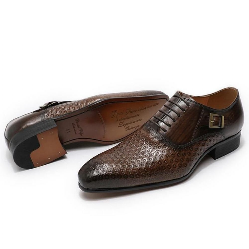 Chaussures Formelles Pour Hommes Geoluxe Chic À Lacets Et Bout Pointu Oxford - Café