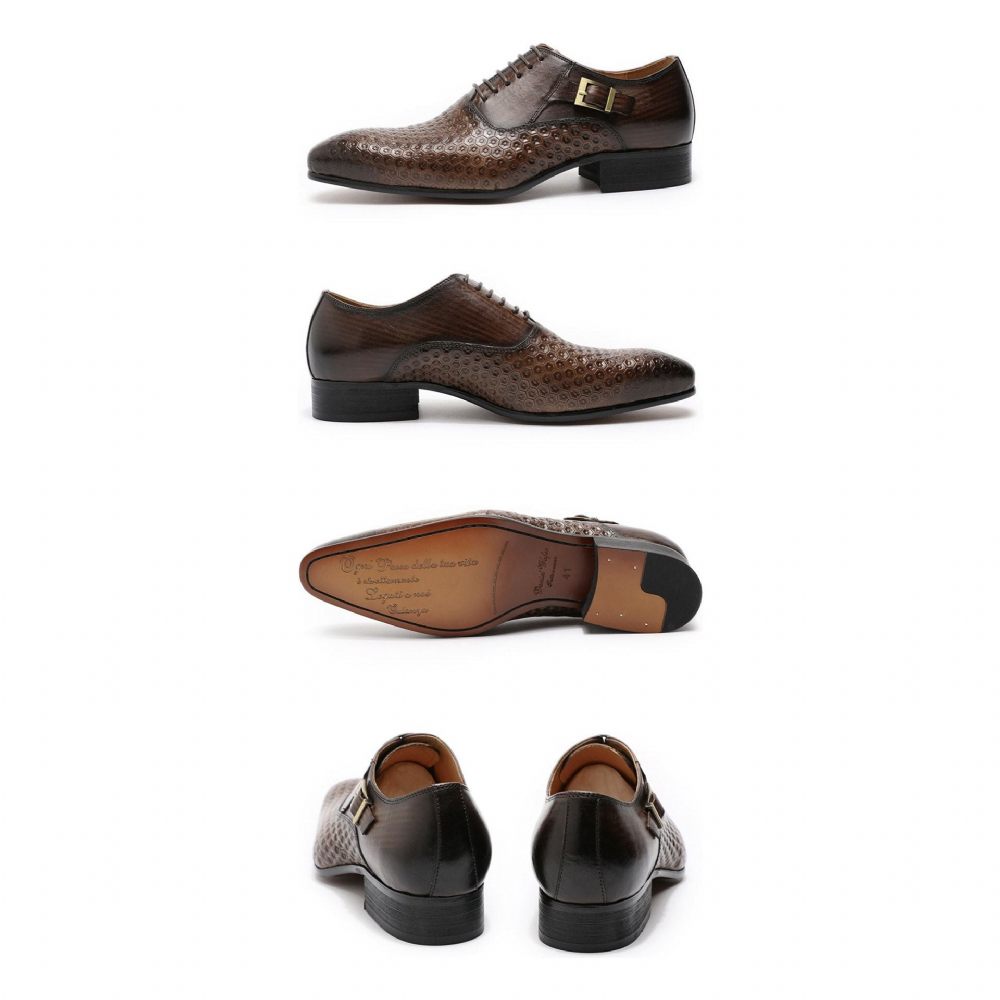 Chaussures Formelles Pour Hommes Geoluxe Chic À Lacets Et Bout Pointu Oxford - Café