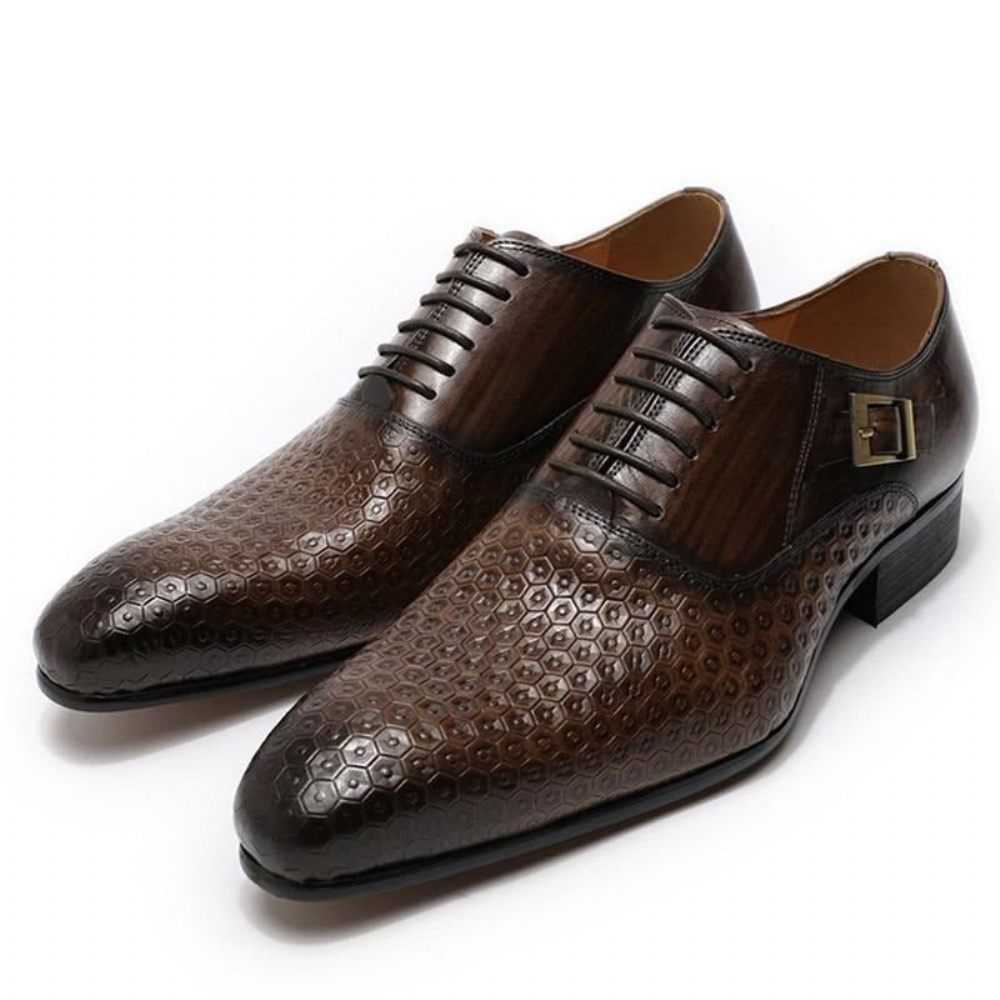 Chaussures Formelles Pour Hommes Geoluxe Chic À Lacets Et Bout Pointu Oxford - Café