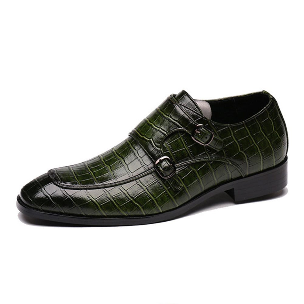 Chaussures Formelles Pour Hommes Habillées À Bout Pointu Cuir Rétro Chic Enfiler - Vert