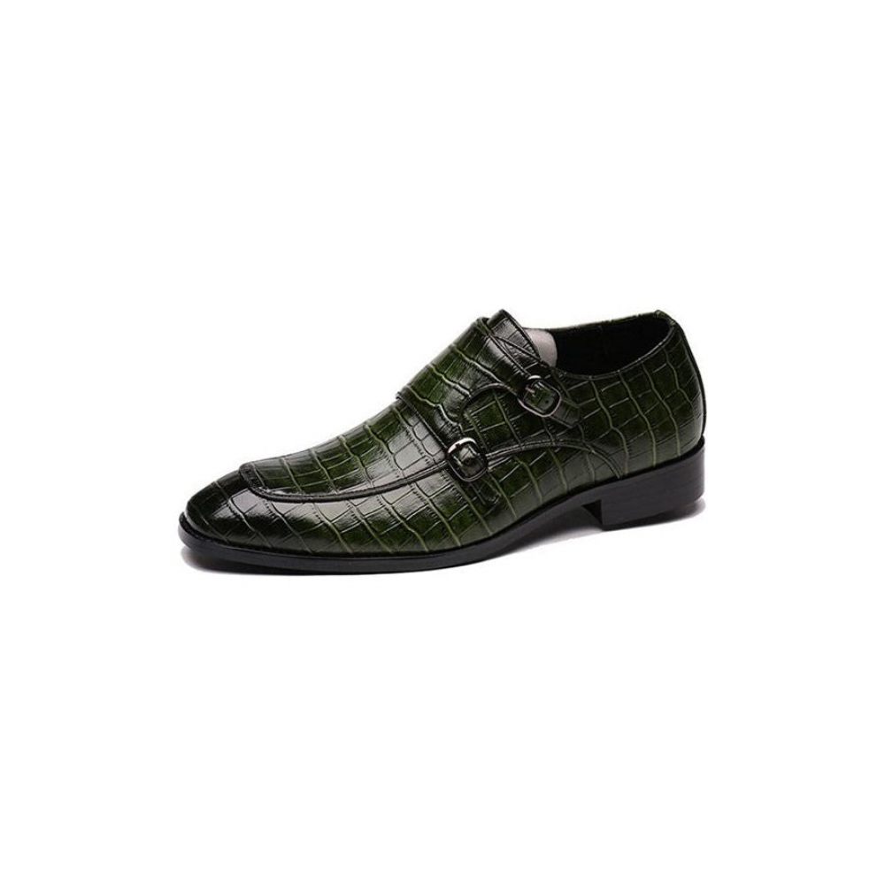 Chaussures Formelles Pour Hommes Habillées À Bout Pointu Cuir Rétro Chic Enfiler - Vert