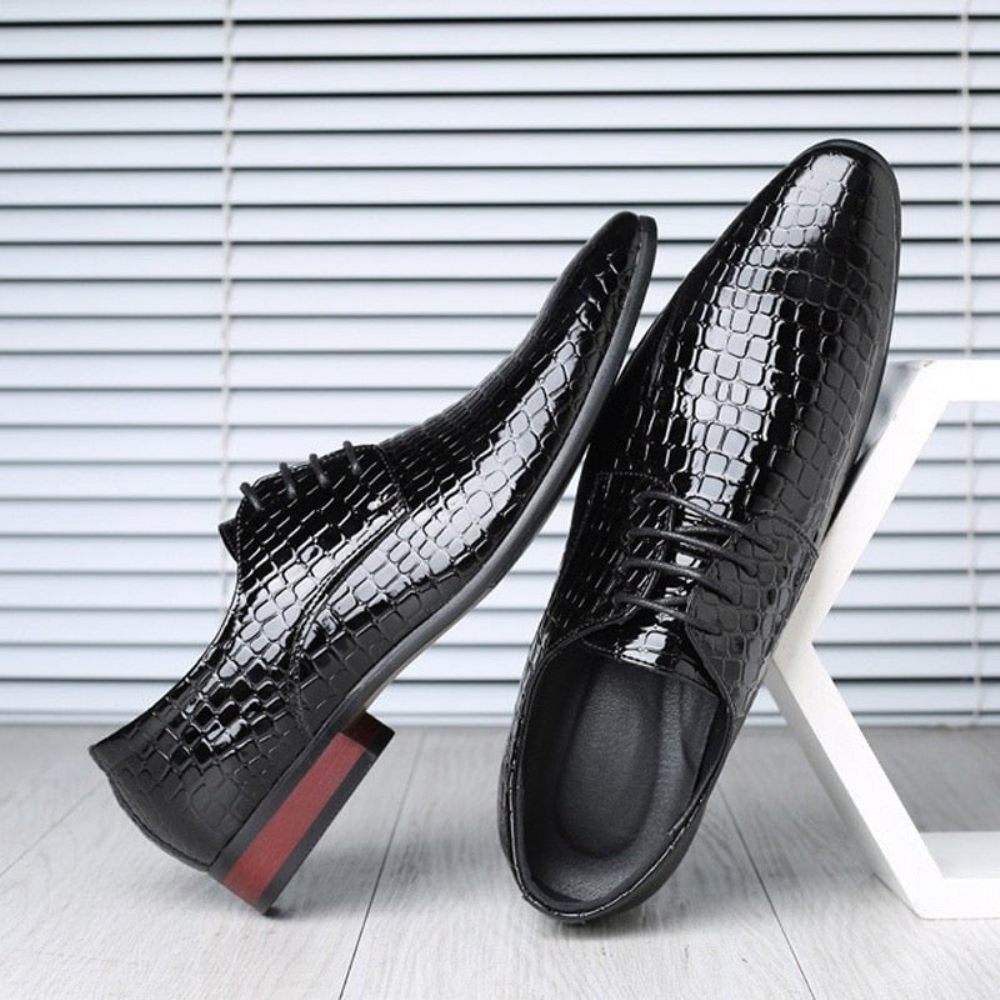 Chaussures Formelles Pour Hommes Habillées À Bout Pointu Imprimé Exotique - Noir